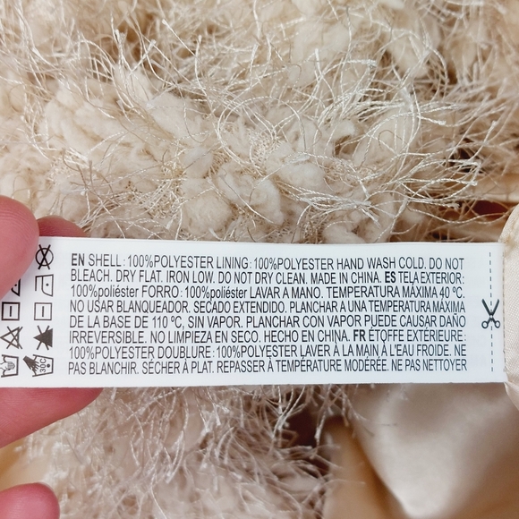 Forever 21 Cream Fuzzy Fleece Lapel Jacket Z94 - Picture 7 of 9